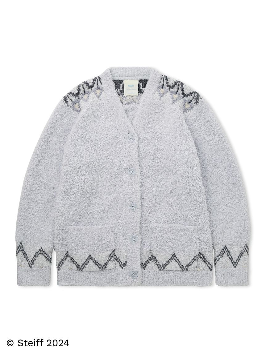 [Steiff] Fair Isle Pattern Fuzzy Cardigan