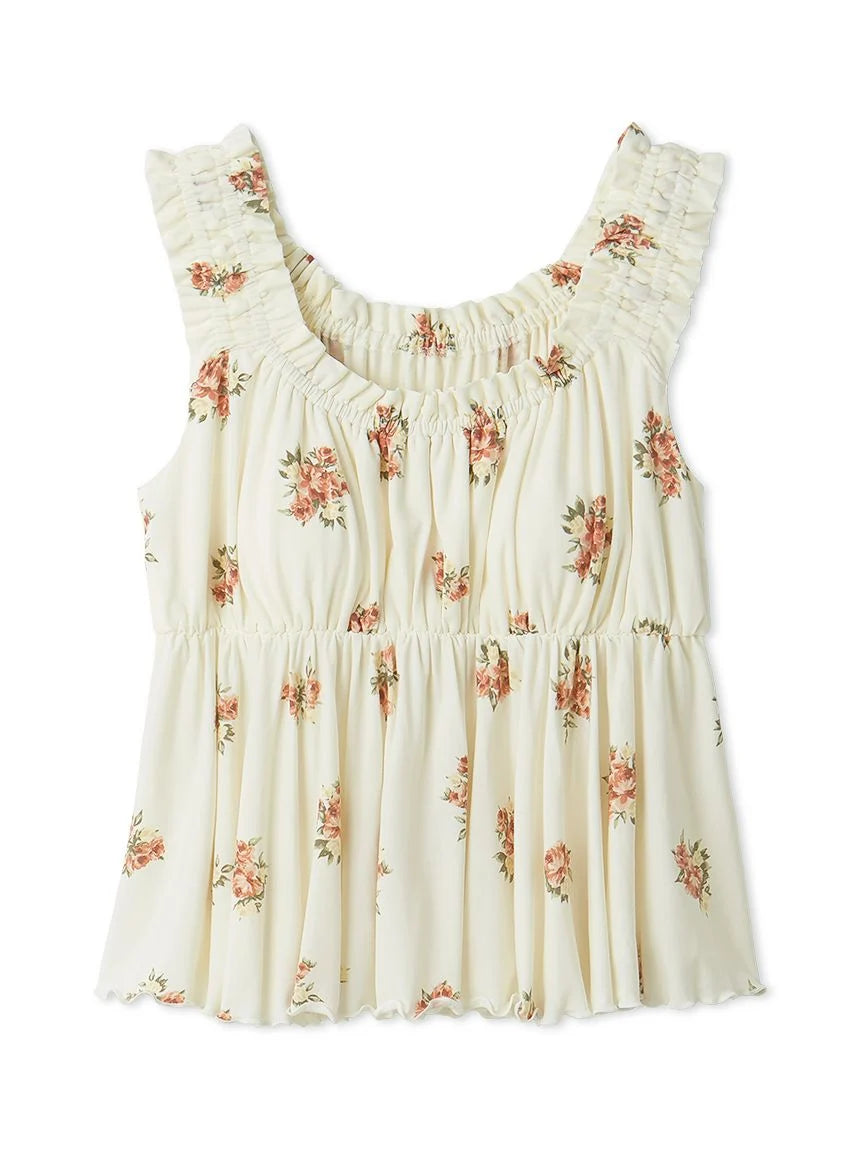 Summer Floral Frill Tank Top