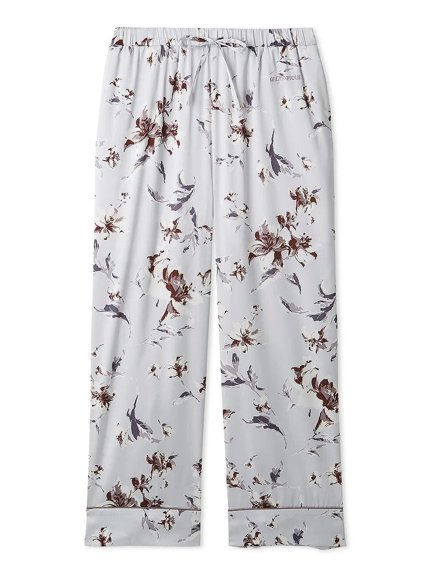 Floral Satin Piped Long Pants