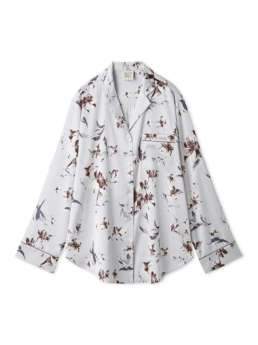 Floral Satin Piped Shirt