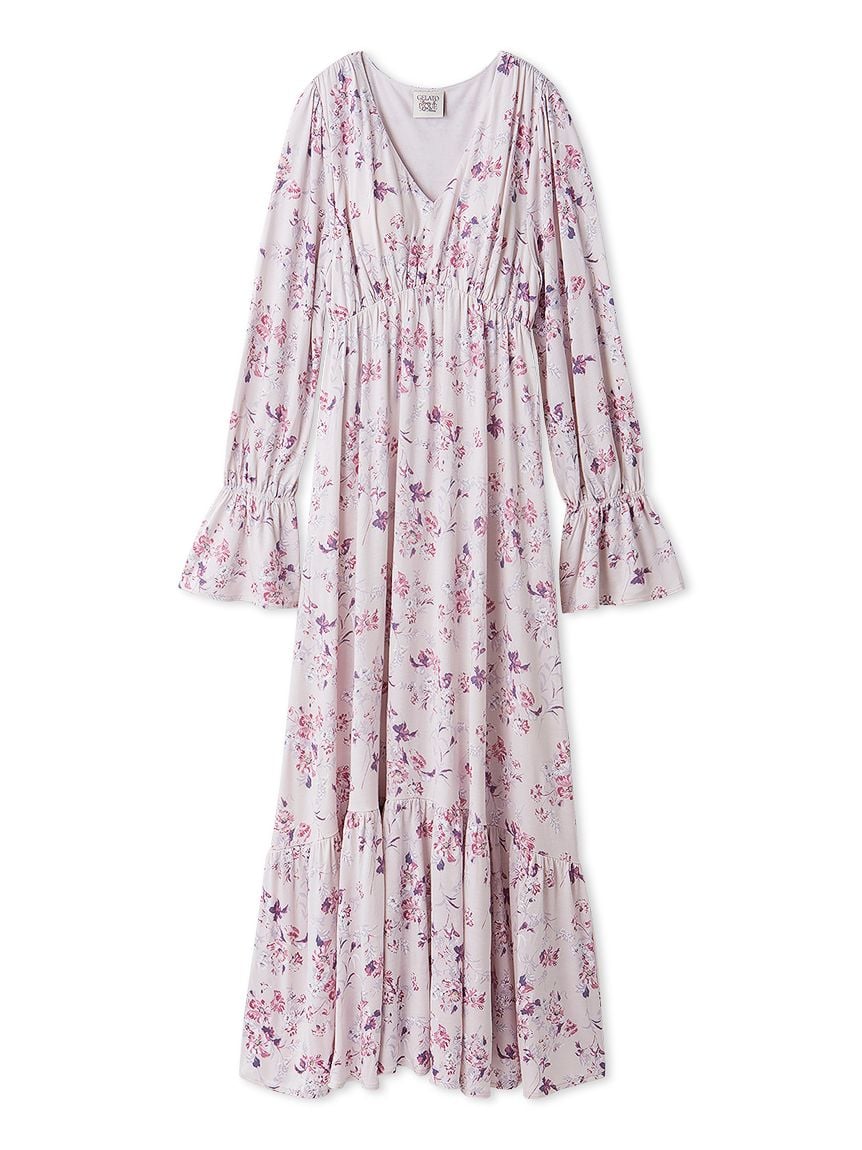 Floral Long Sleeve Dress with Built-In Bra
