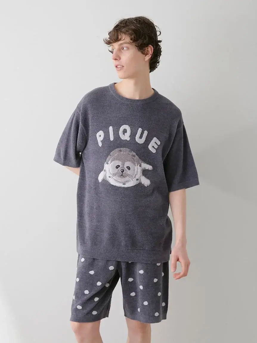 Men's Seal Jacquard Lounge Pullover & Shorts Set