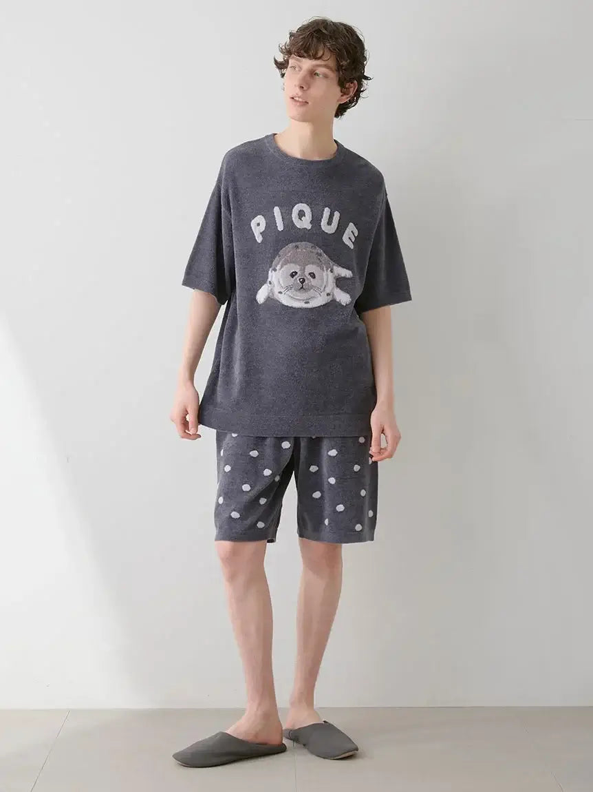 Men's Seal Jacquard Lounge Pullover & Shorts Set