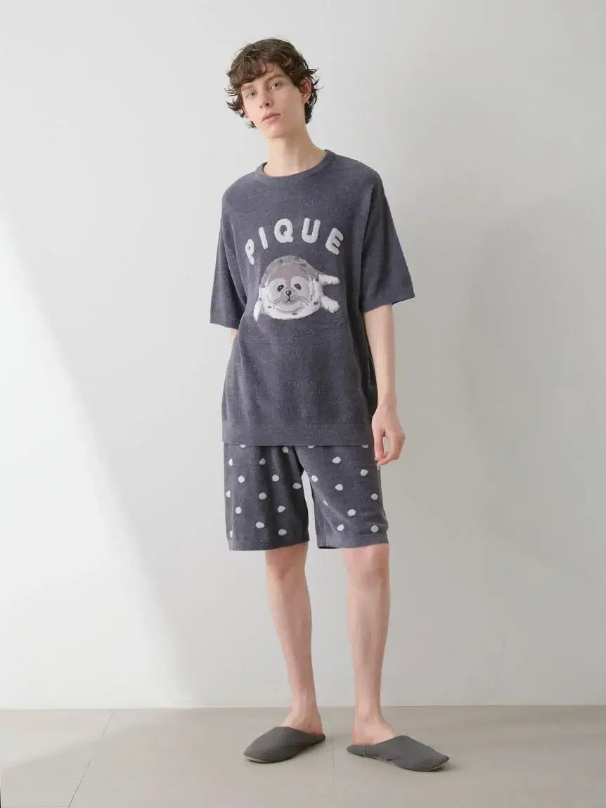 Men's Seal Jacquard Lounge Pullover & Shorts Set