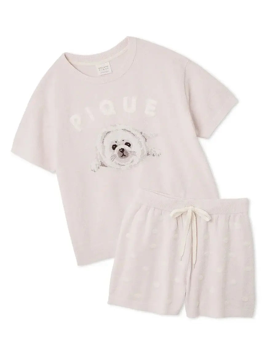 Women's Seal Jacquard Lounge Pullover & Shorts Set