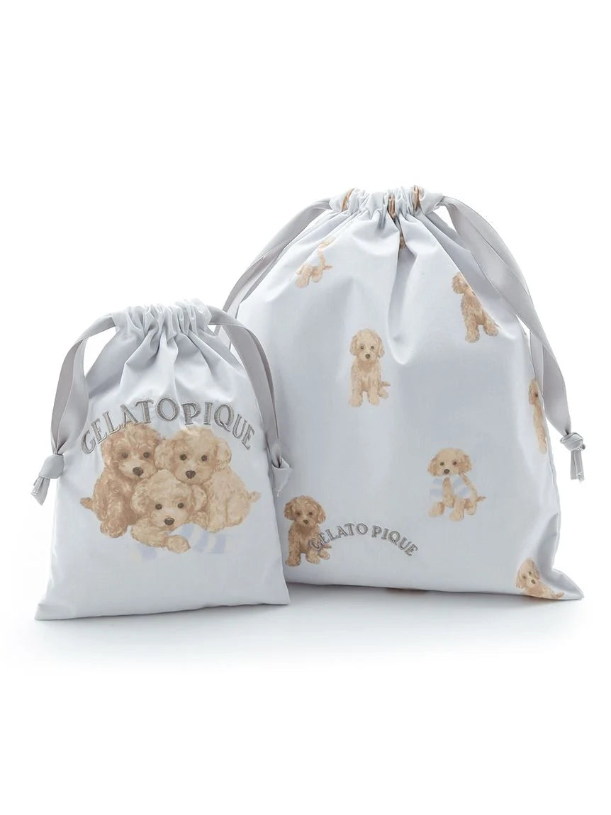 Toy Poodle Motif Drawstring Bag Set