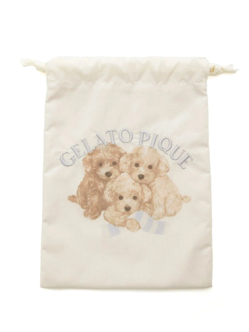 Toy Poodle Motif Drawstring Bag Set