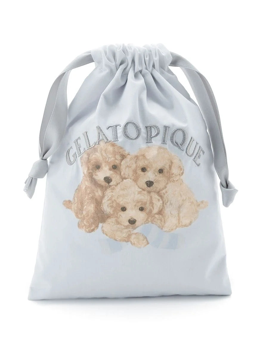 Toy Poodle Motif Drawstring Bag Set