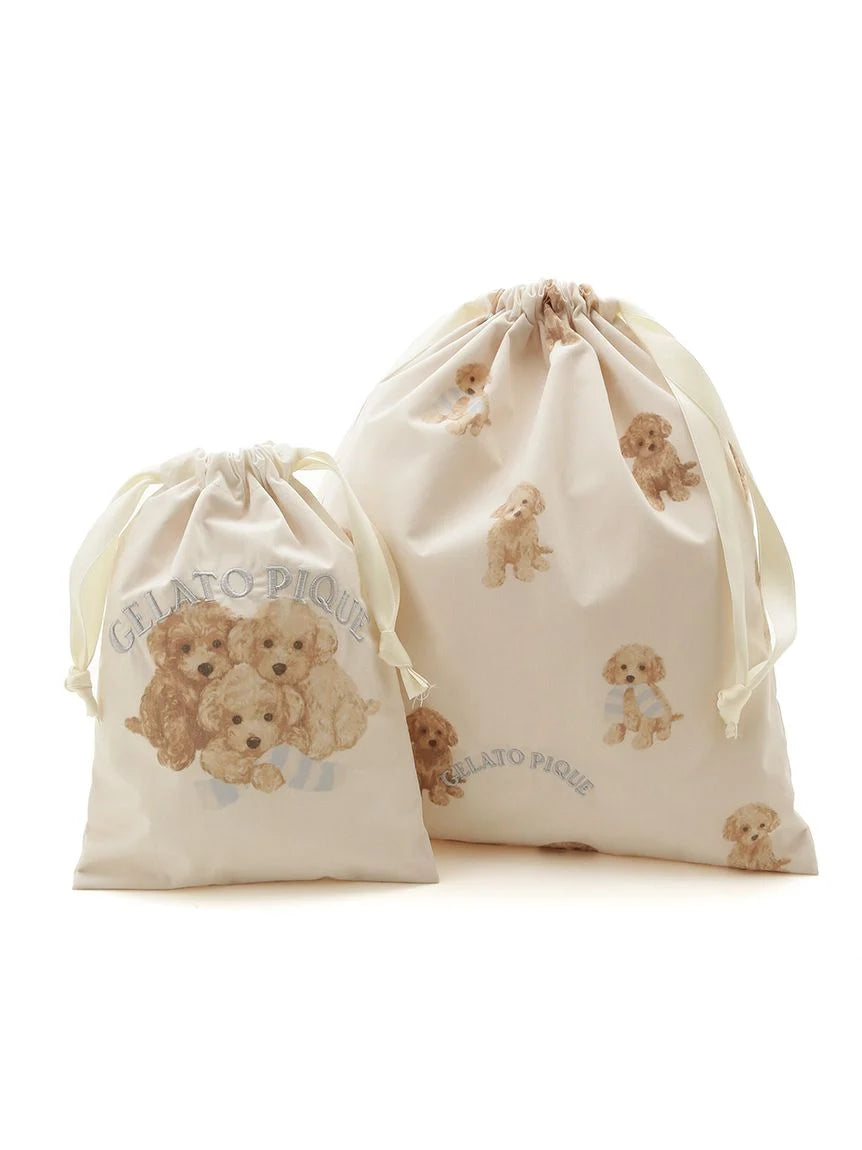 Toy Poodle Motif Drawstring Bag Set