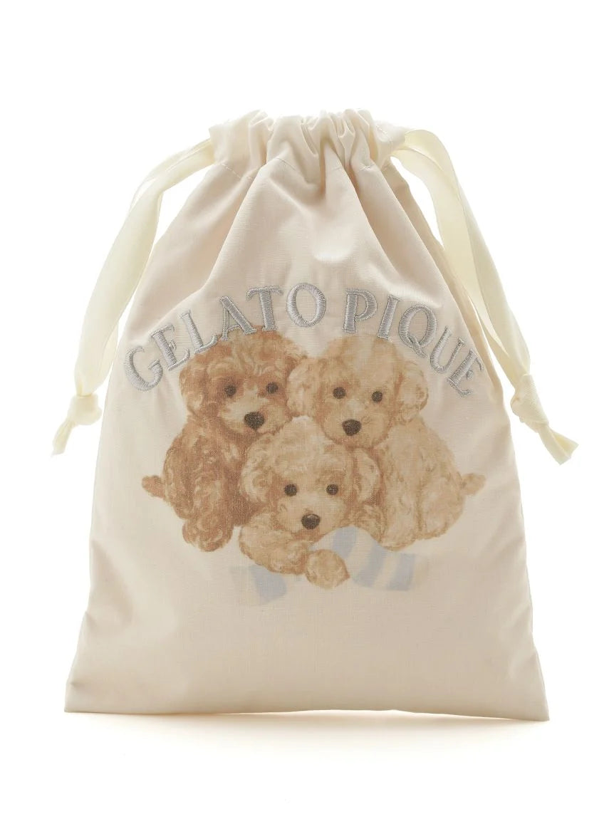 Toy Poodle Motif Drawstring Bag Set
