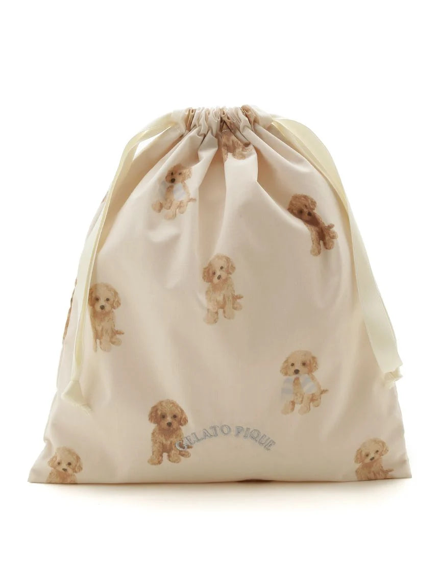 Toy Poodle Motif Drawstring Bag Set