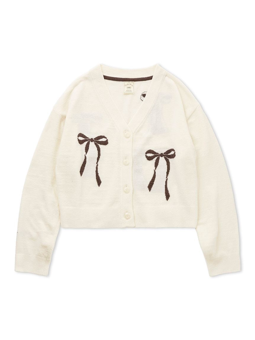 Ribbon Jacquard Cropped Cardigan
