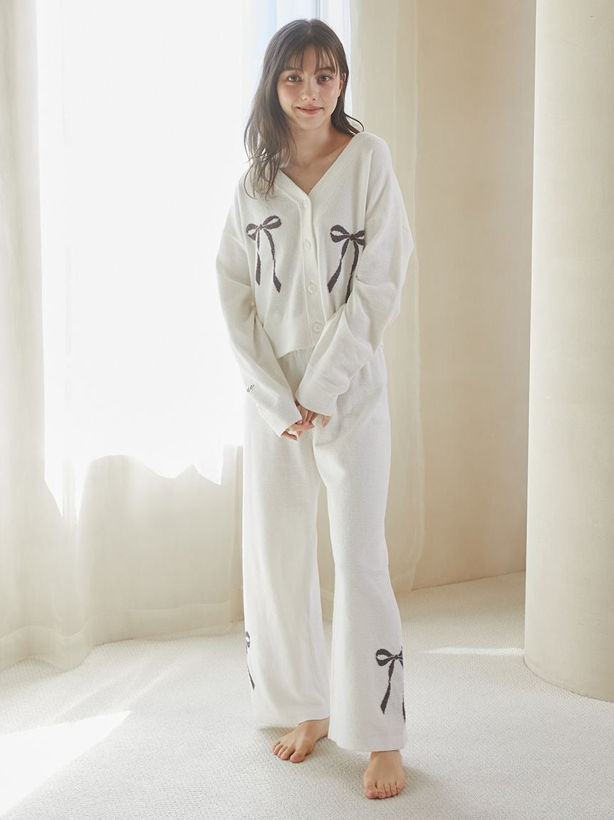 Ribbon Jacquard Cropped Cardigan