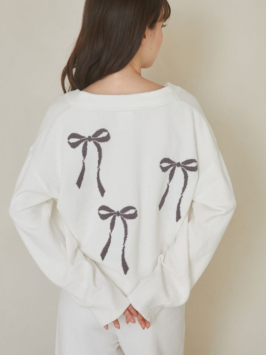 Ribbon Jacquard Cropped Cardigan