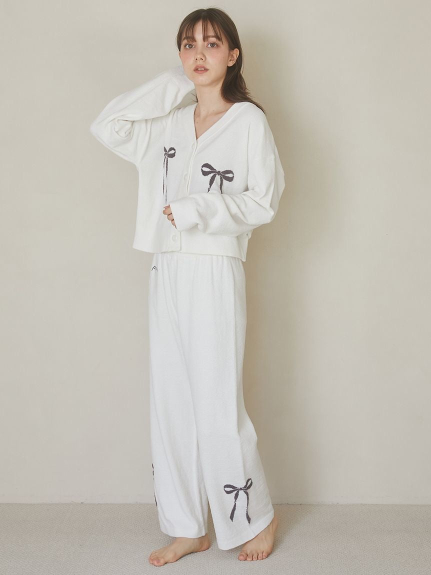 Ribbon Jacquard Cropped Cardigan