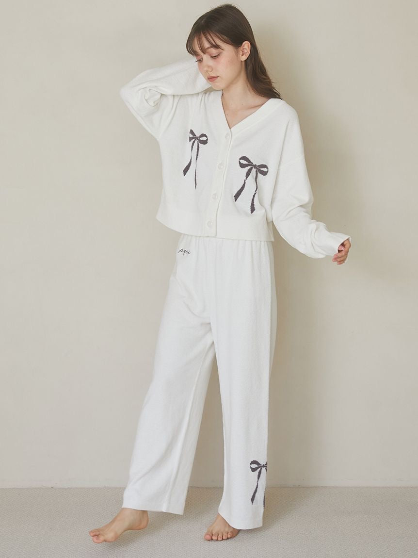Ribbon Jacquard Cropped Cardigan