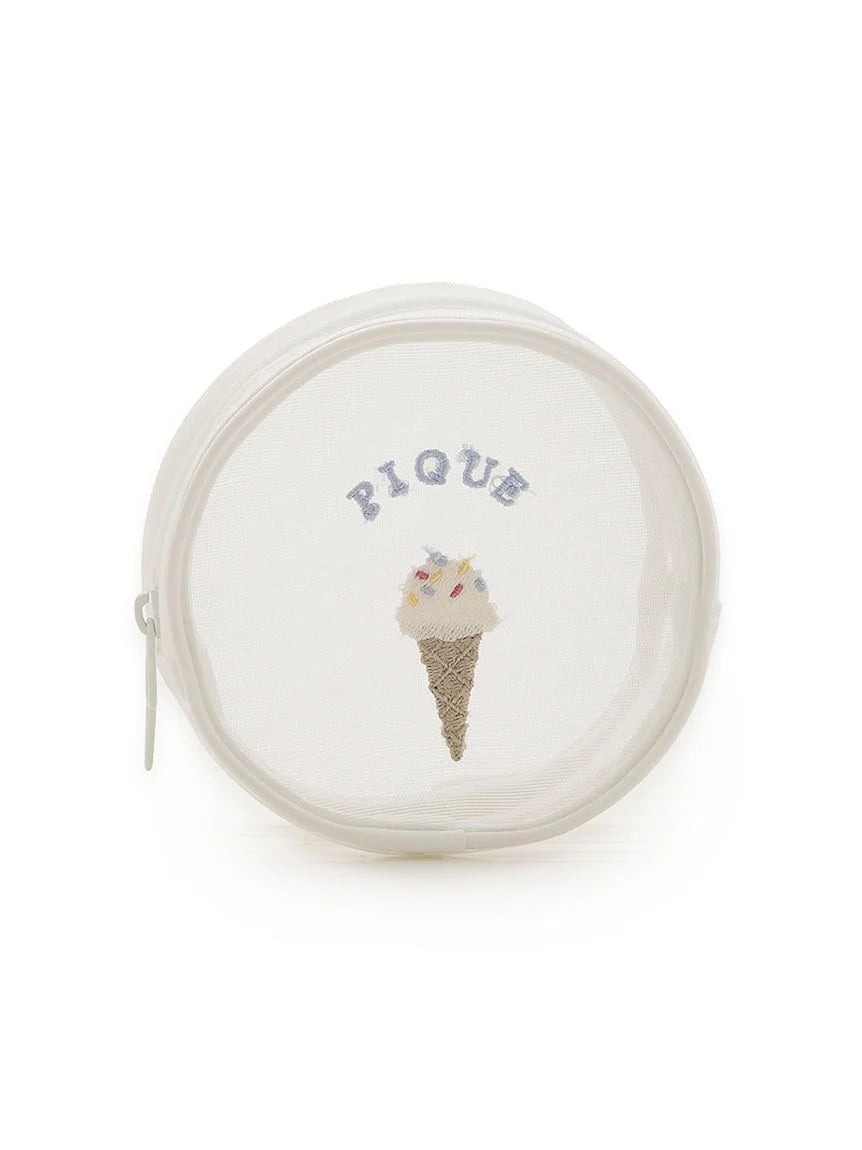 Ice cream Embroidery Round Pouch