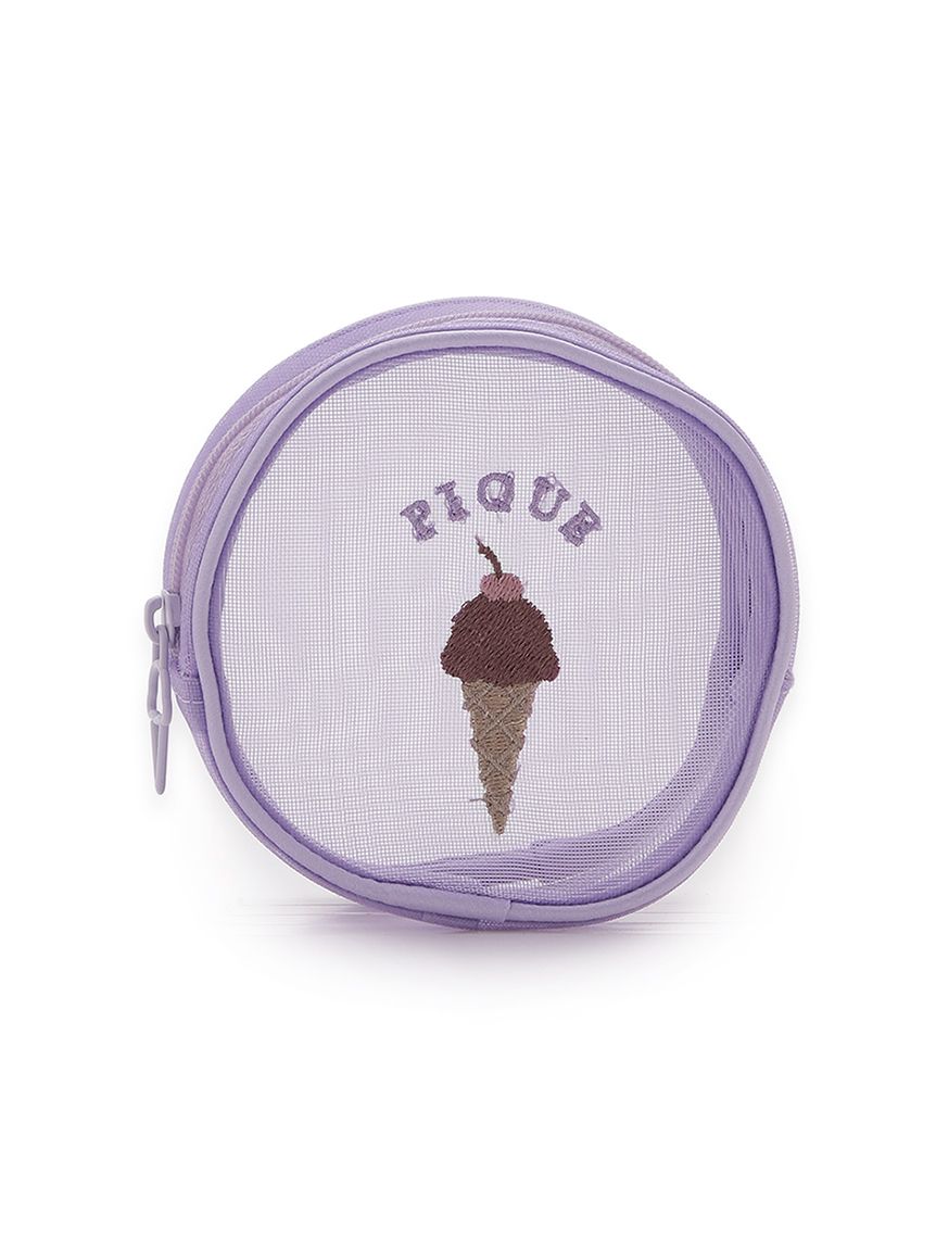 Ice cream Embroidery Round Pouch