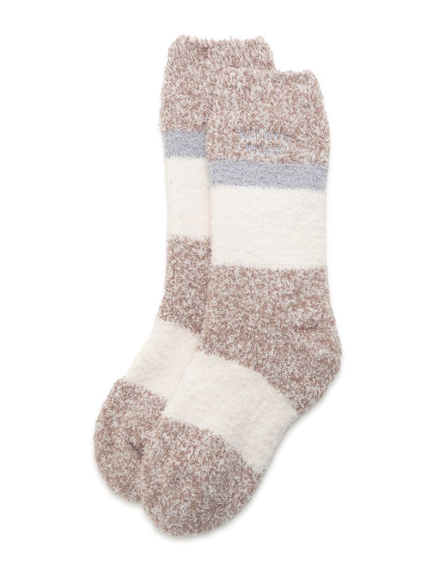 Powder Melange Striped Fuzzy Socks