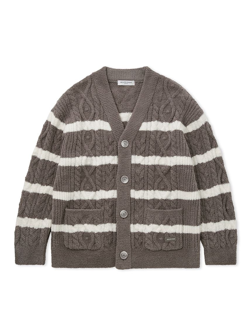 MENS Baby Moco Aran Border Button up Cardigan