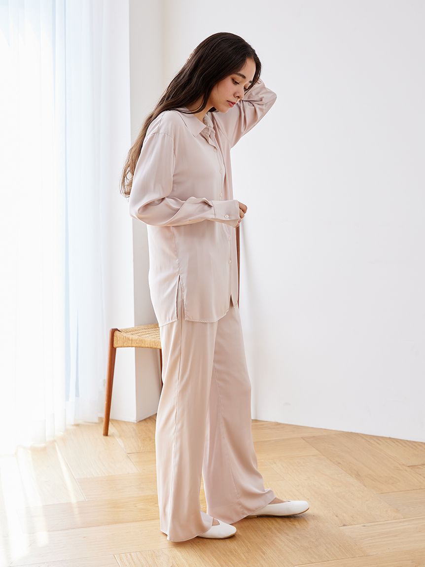 Long Sleeve Satin Sleepwear Blouse