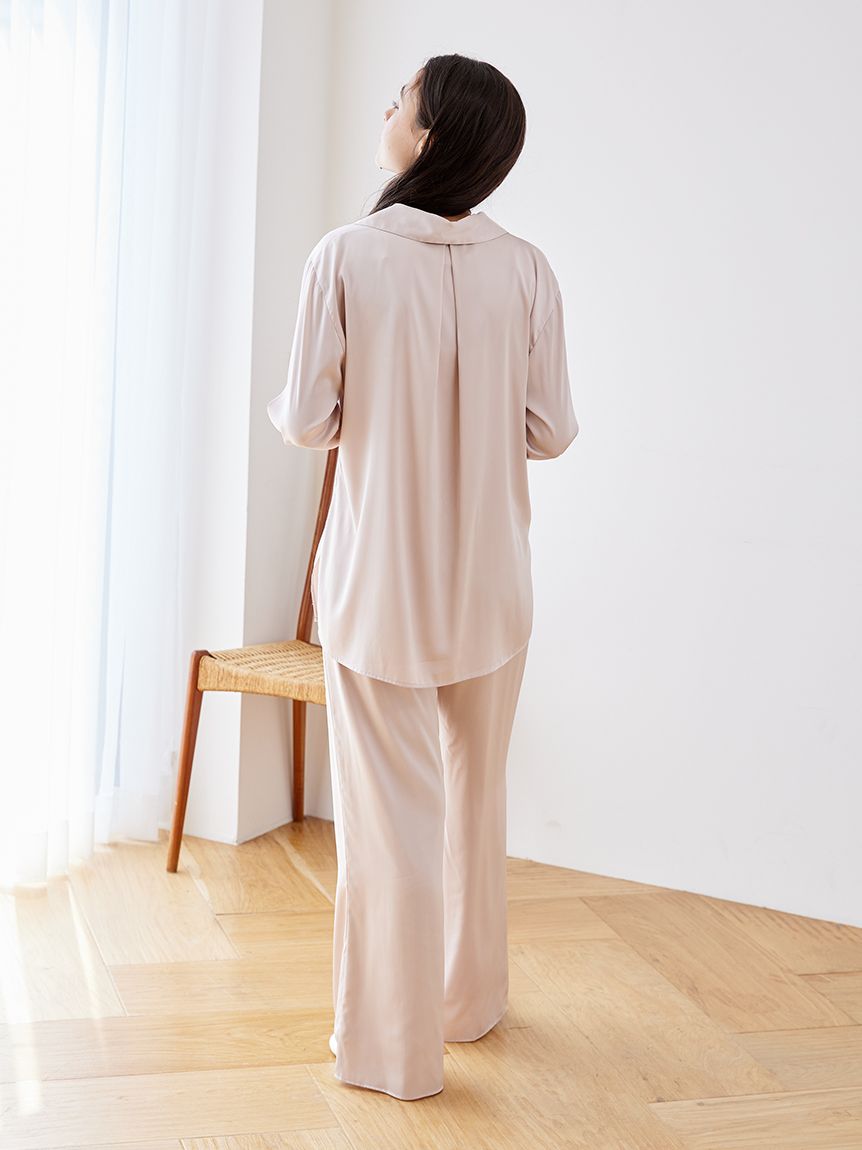 Long Sleeve Satin Sleepwear Blouse