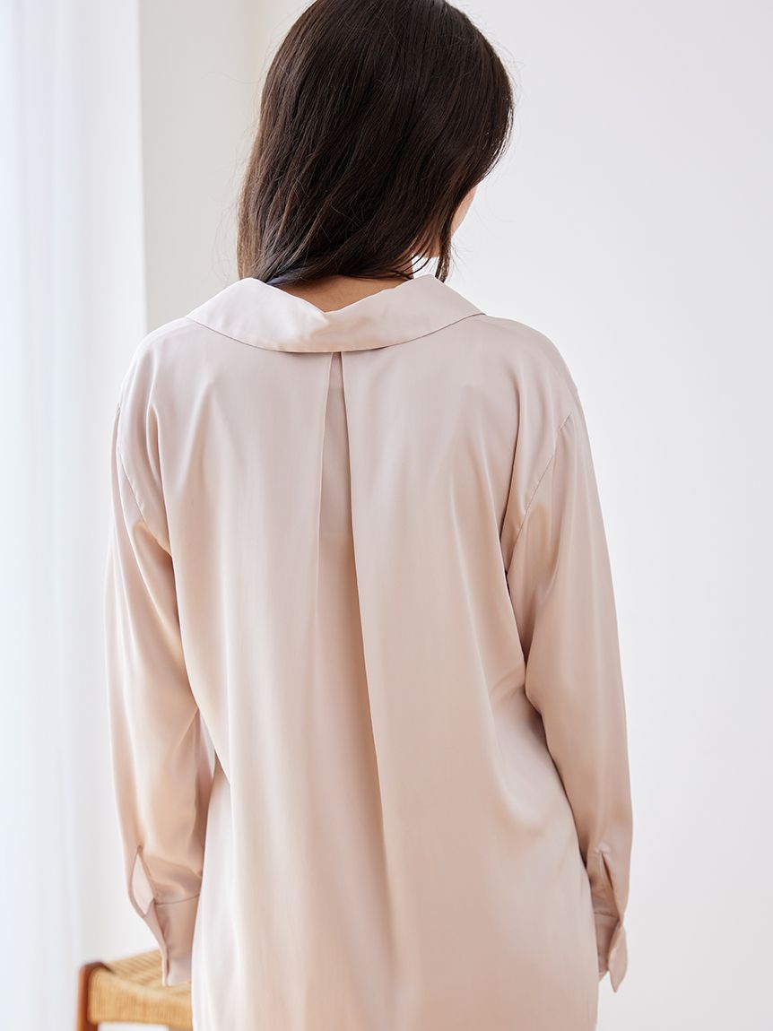Long Sleeve Satin Sleepwear Blouse