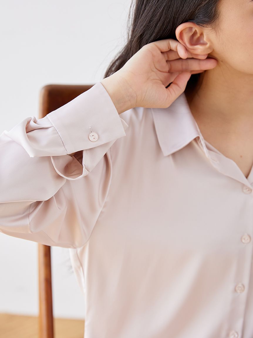 Long Sleeve Satin Sleepwear Blouse