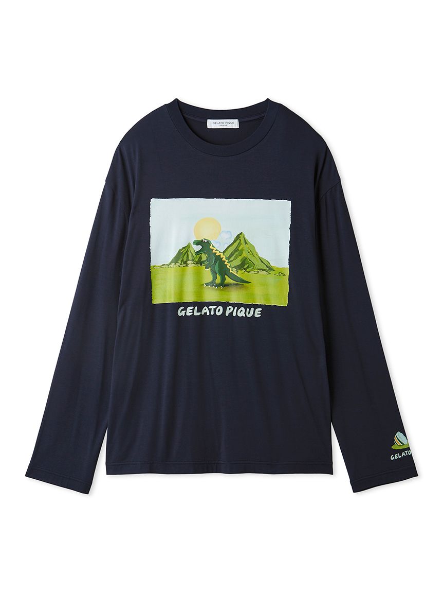 MEN'S Dinosaur One-point Long Sleeve T-shirt