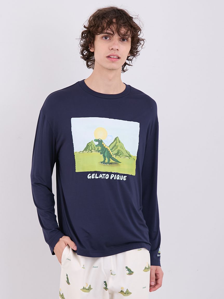 MEN'S Dinosaur One-point Long Sleeve T-shirt