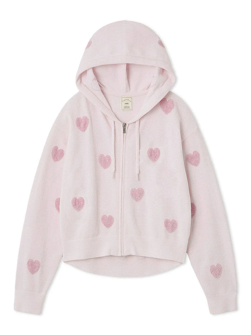 Heart Jacquard Cropped Hoodie