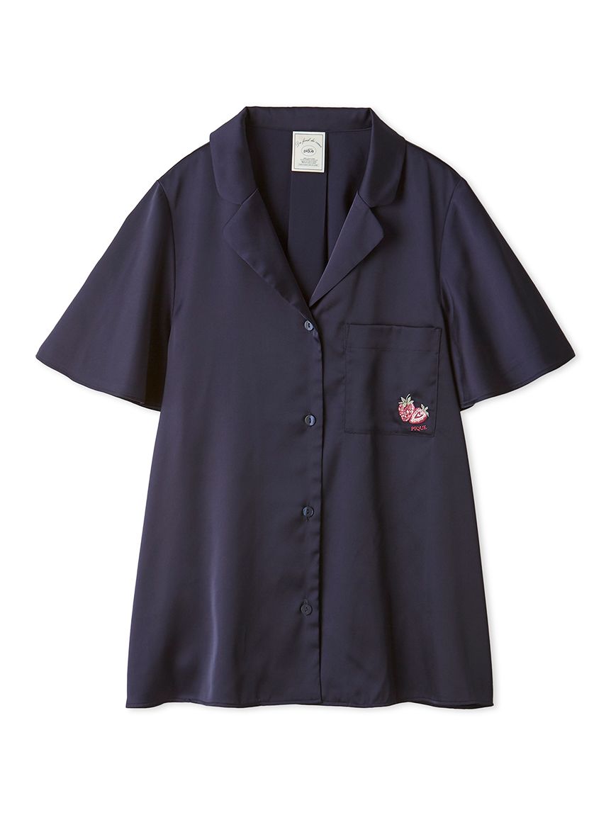 Strawberry Embroidered Satin Sleep Shirt