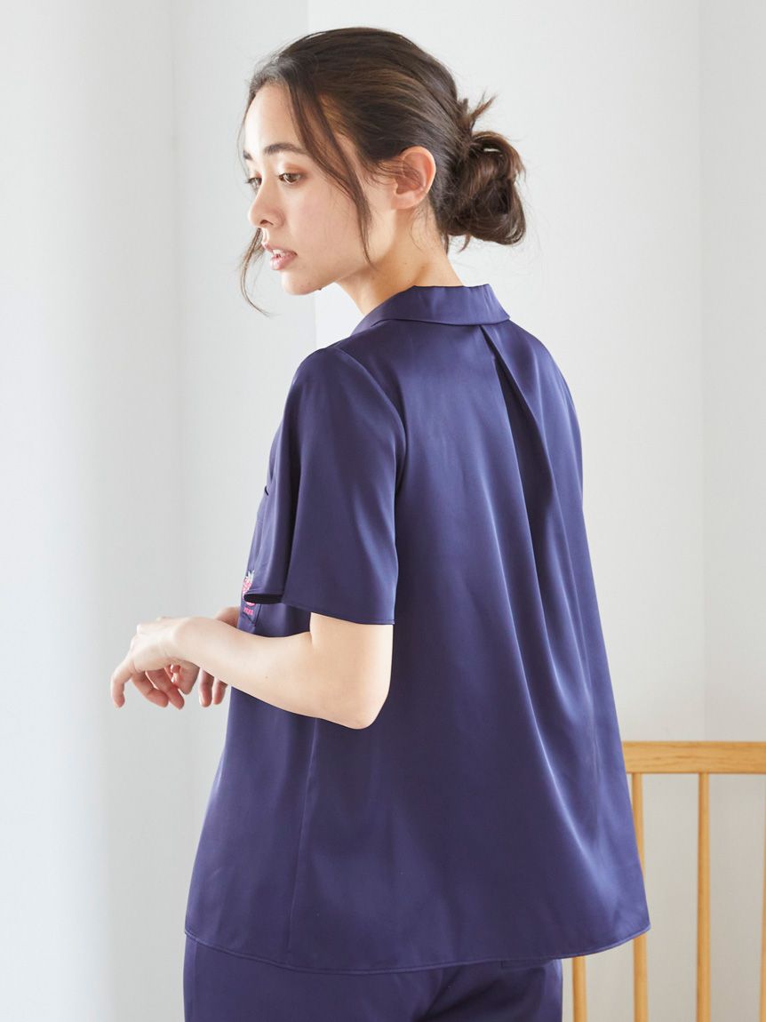 Strawberry Embroidered Satin Sleep Shirt