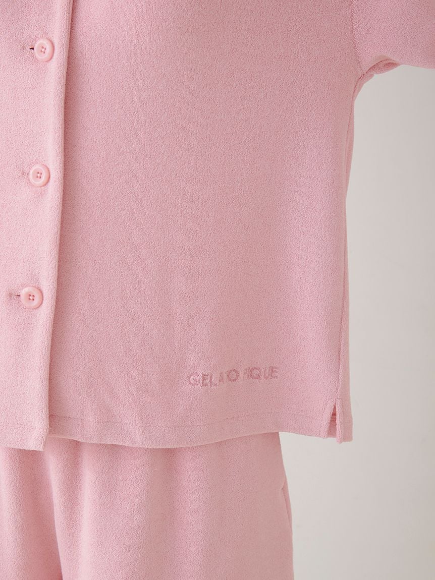 Summer Soft Terry Cloth Button-Down Loungewear Set