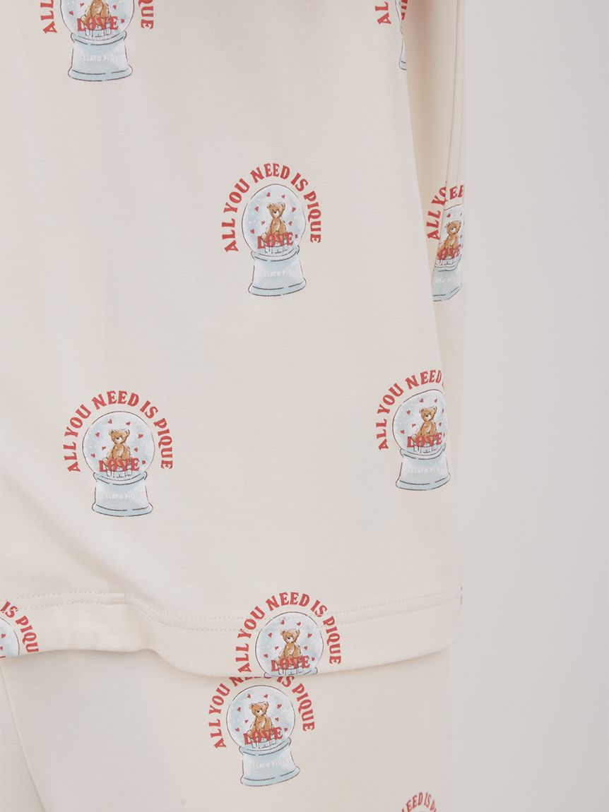 Snow Globe Bear Pattern Sleep Shirt Long Sleeve Sleepwear