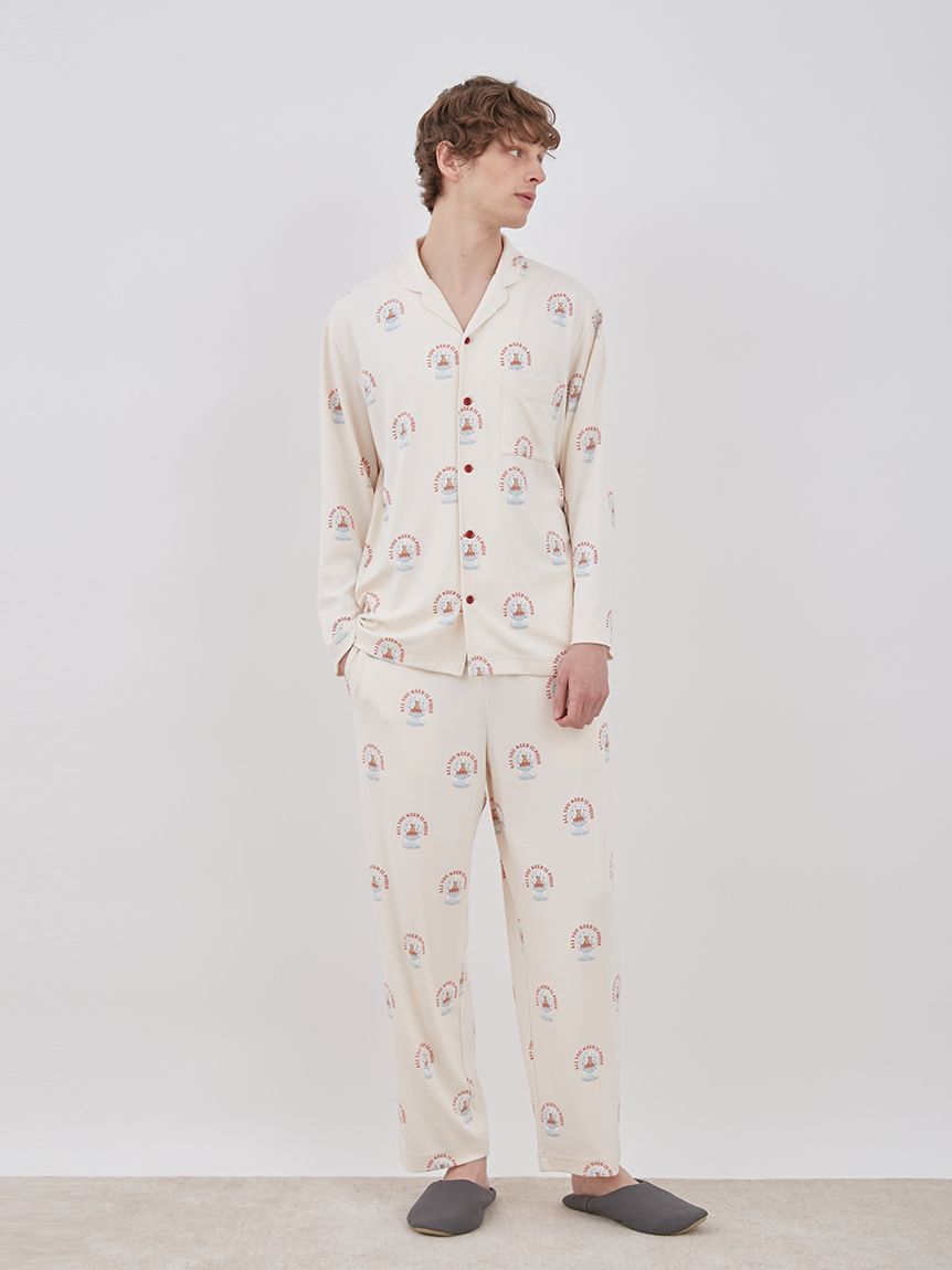 Snow Globe Bear Pattern Sleep Shirt Long Sleeve Sleepwear