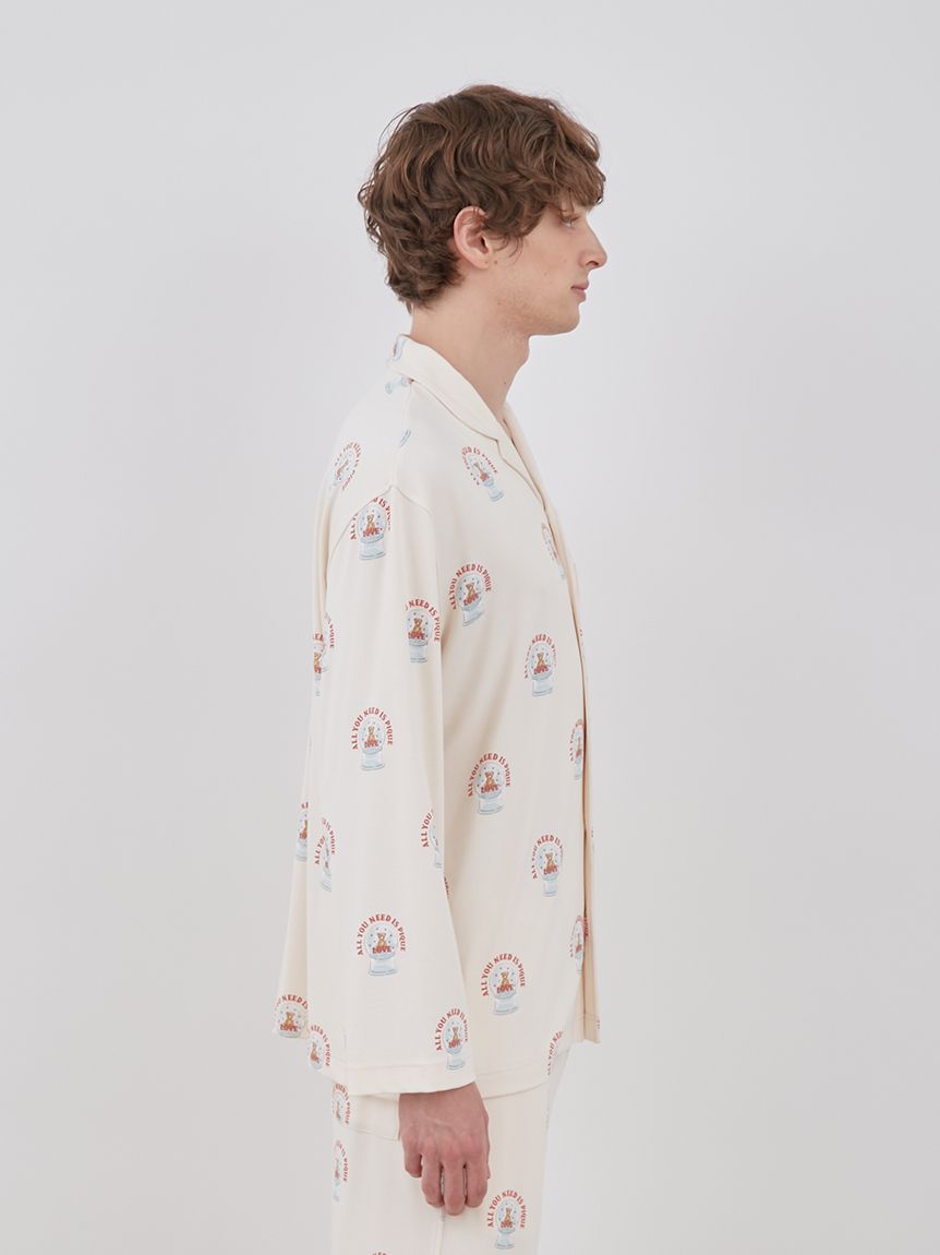 Snow Globe Bear Pattern Sleep Shirt Long Sleeve Sleepwear