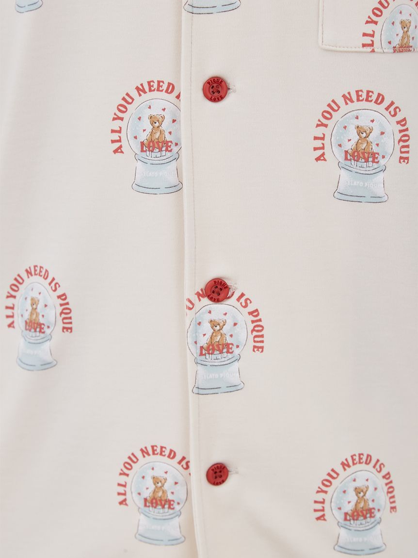 Snow Globe Bear Pattern Sleep Shirt Long Sleeve Sleepwear