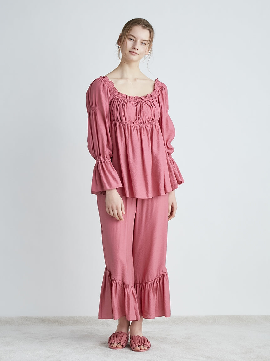 Tulip Frilled Hem Women's Smocked Blouse