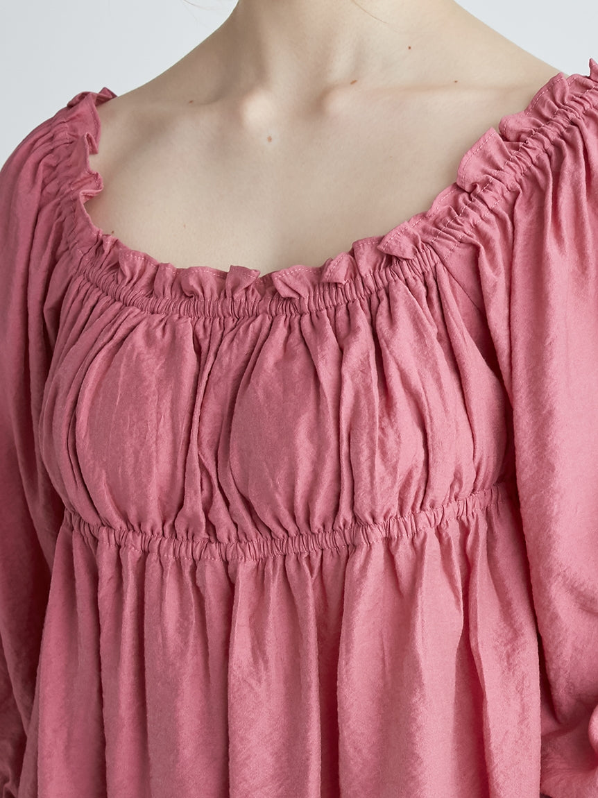 Tulip Frilled Hem Women's Smocked Blouse