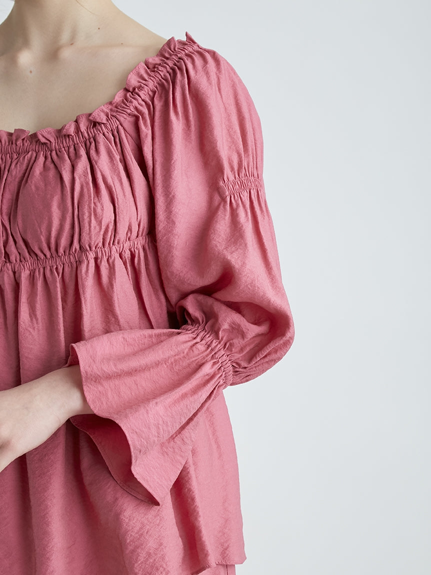 Tulip Frilled Hem Women's Smocked Blouse