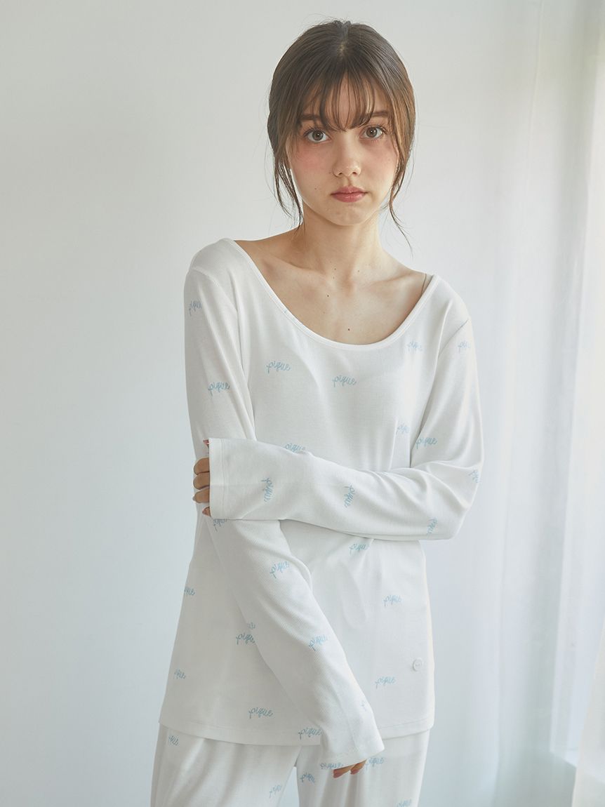 Motif 3-Pattern Long Sleeve T-Shirt