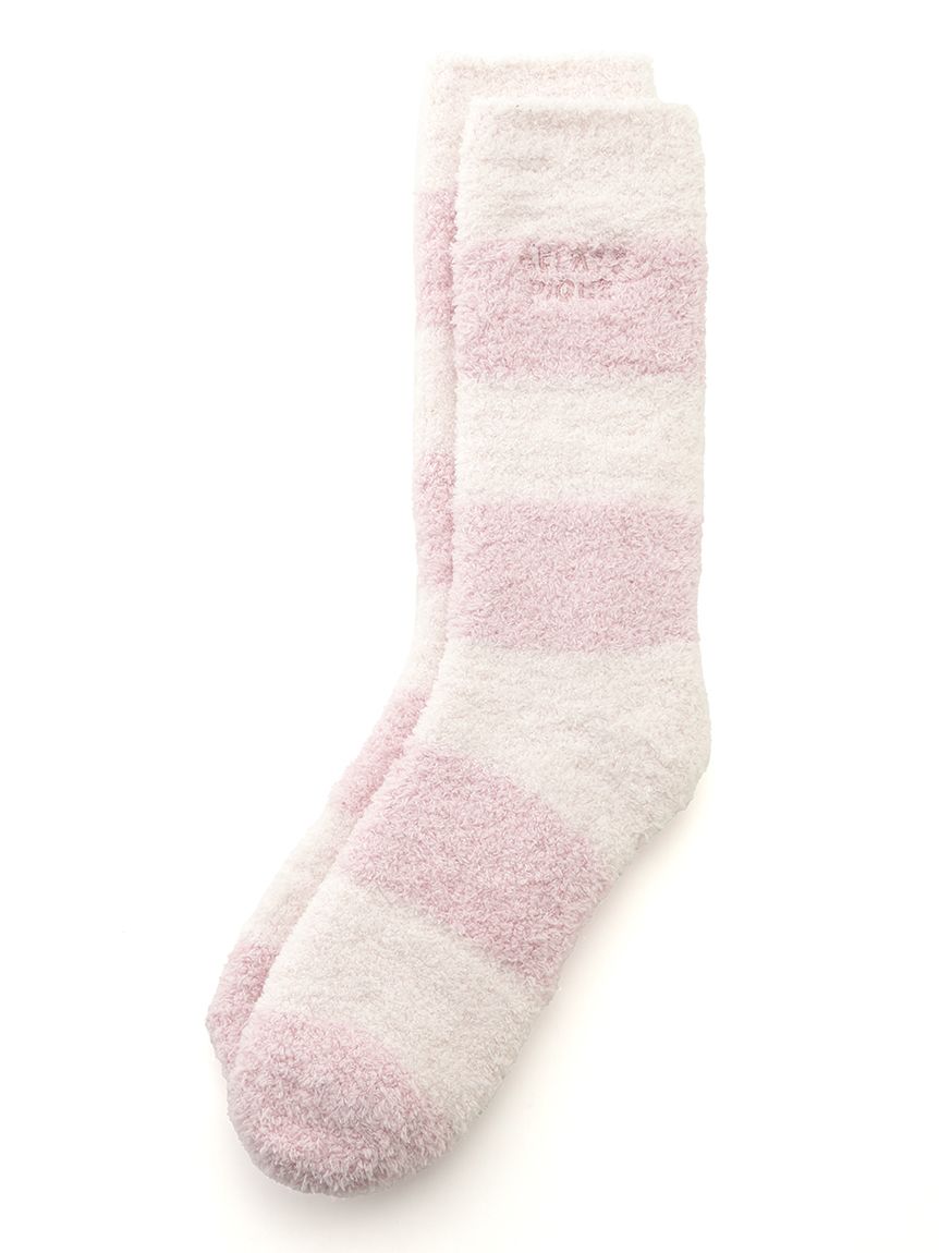 Powder Two Border Fuzzy Socks