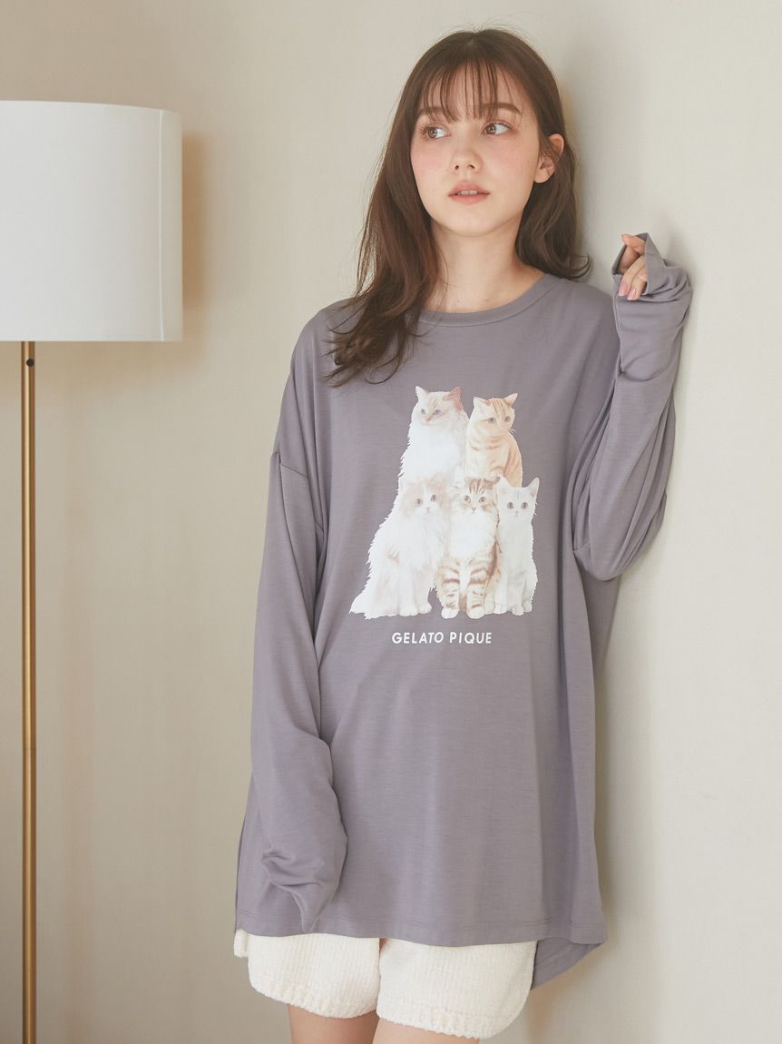 Cat One-Point Long Sleeve T-shirt