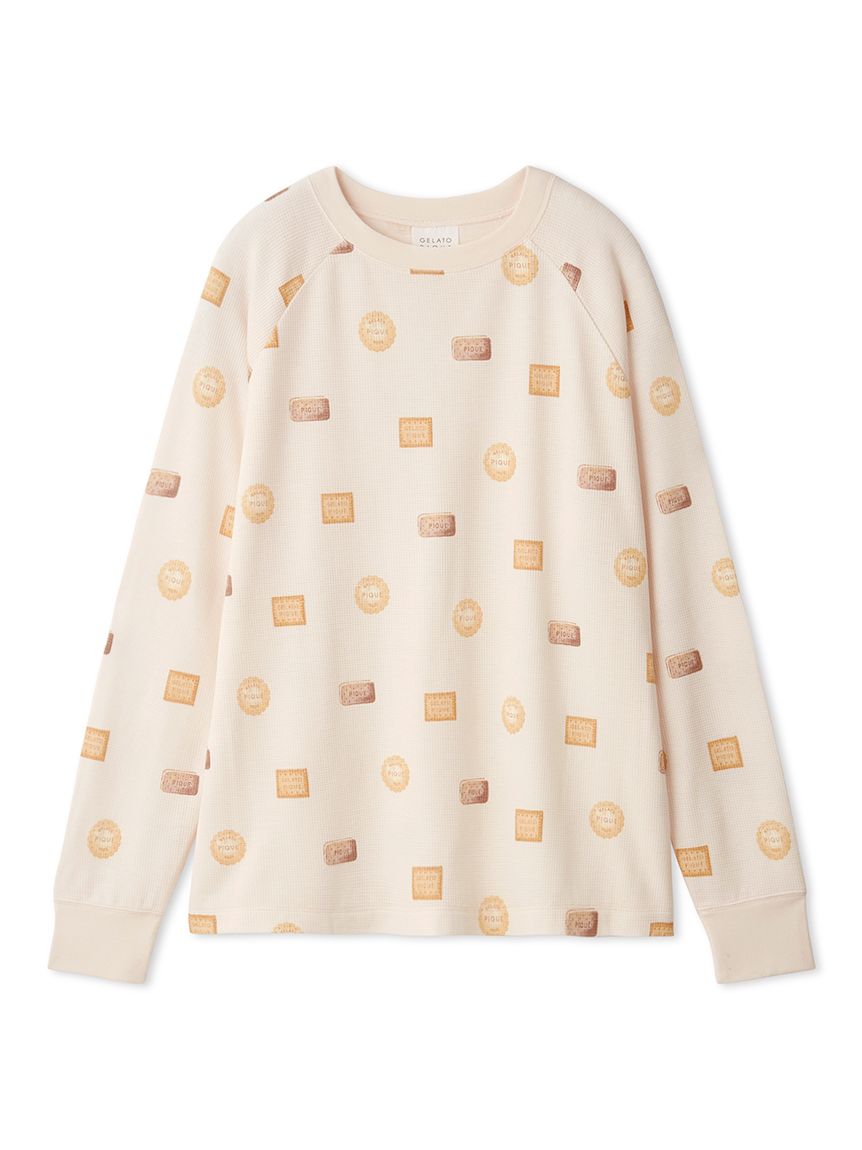 Biscuit Pattern Waffle Long Sleeve T-shirt