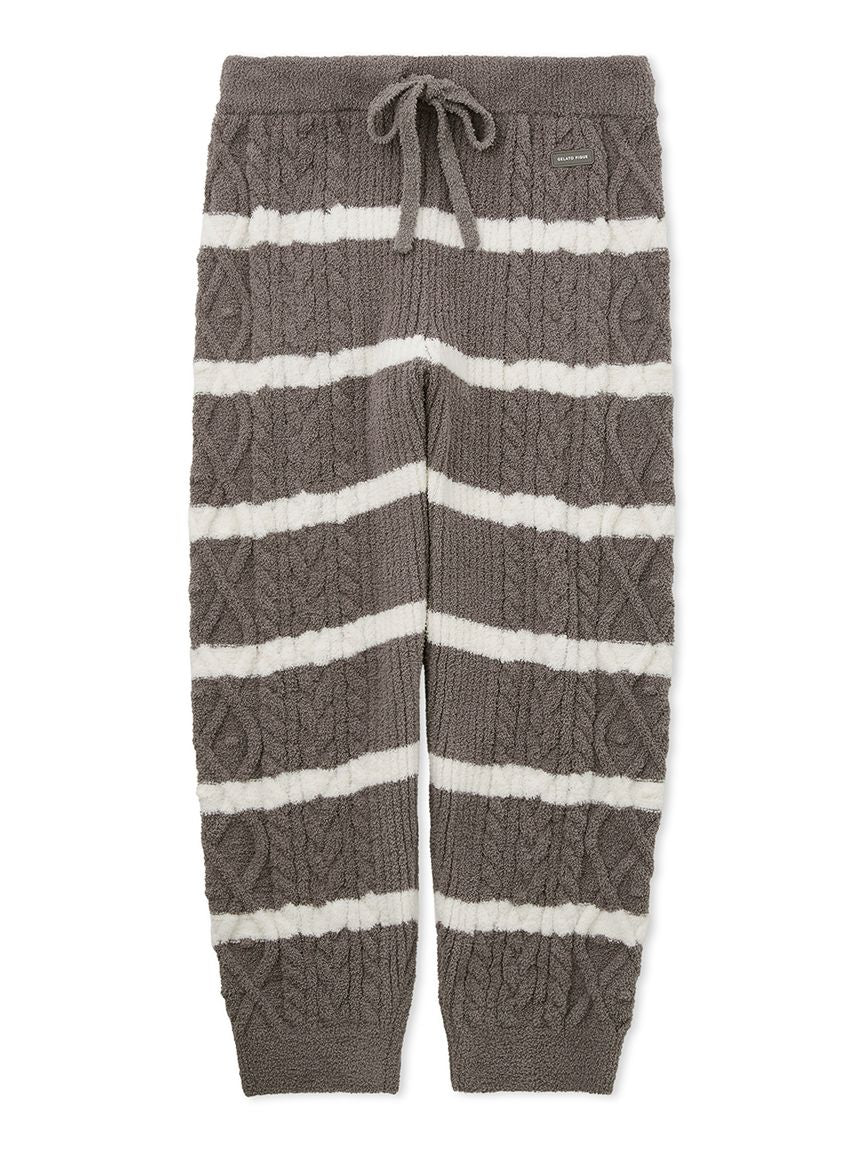 MENS Baby Moco Aran Striped Cable Knit Pajama Pants